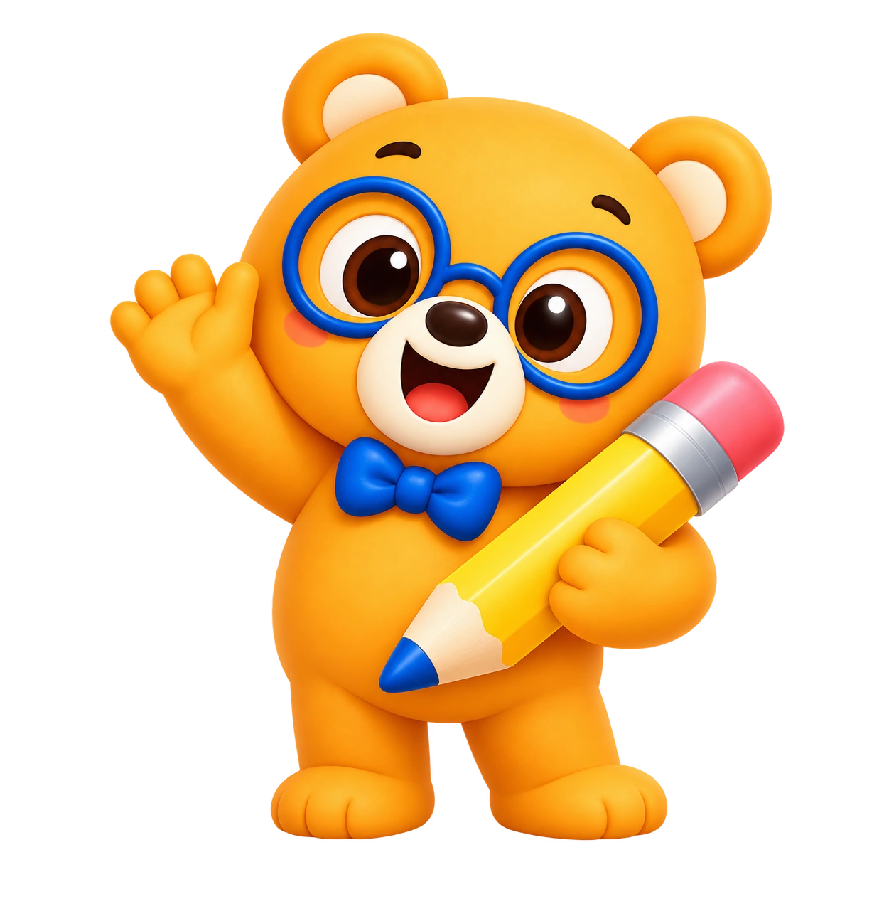 Official GoSmart Bear waving and holding a pencil